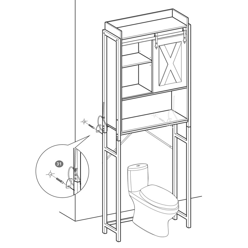 Bergenia 25.2'' W x 66.9'' H x 9.4'' D Over-The-Toilet Storage
