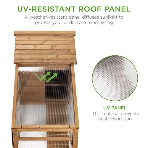 Best Choice Products 70in Mobile Fir Wood Chicken Coop Tractor Hen House Poultry Cage for 3-5 Hens, Outdoor, Animal Care w/Wheels, 2 Doors, Nest Box, Removable Tray, UV Panel