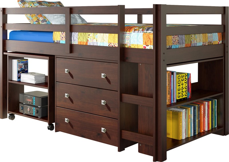 Bintou Twin Platform Loft Bed with Bookcase by Harriet Bee