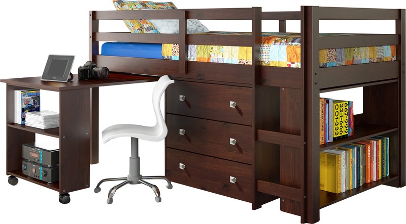 Bintou Twin Platform Loft Bed with Bookcase by Harriet Bee
