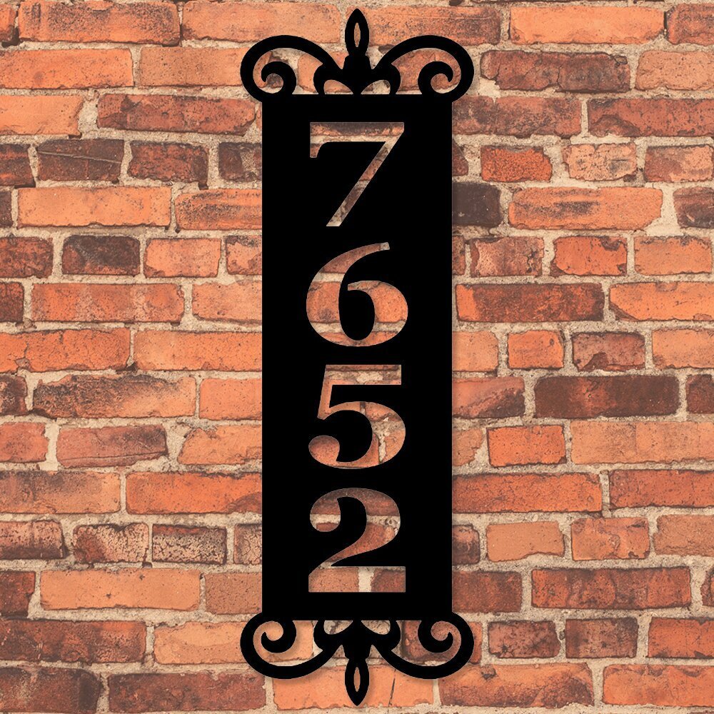 Black Stainless Steel Embellished Vertical House Numbers Plaque 