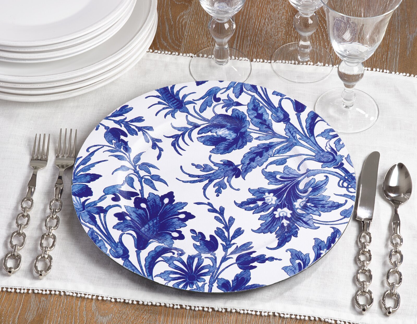 Blue and White Floral Charger Plates