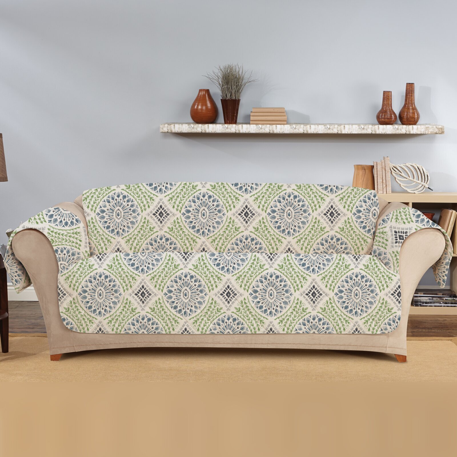 Blue Printed Country Style Sofa Covers 
