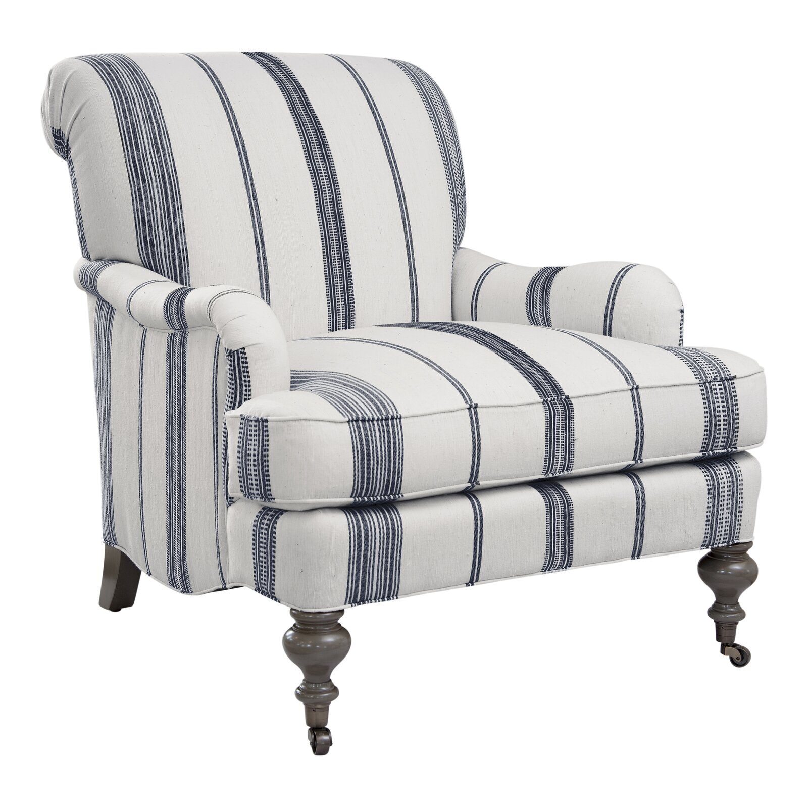 Blue Striped Chair with Wheels