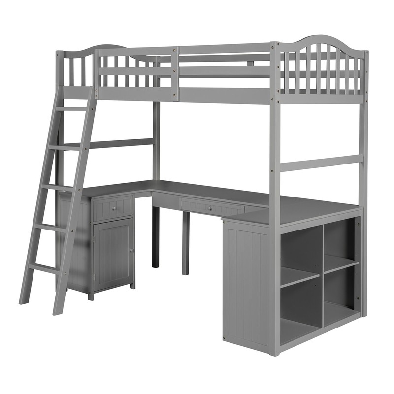 Bobine Twin 2 Drawer Loft Bed with Bookcase by Harriet Bee