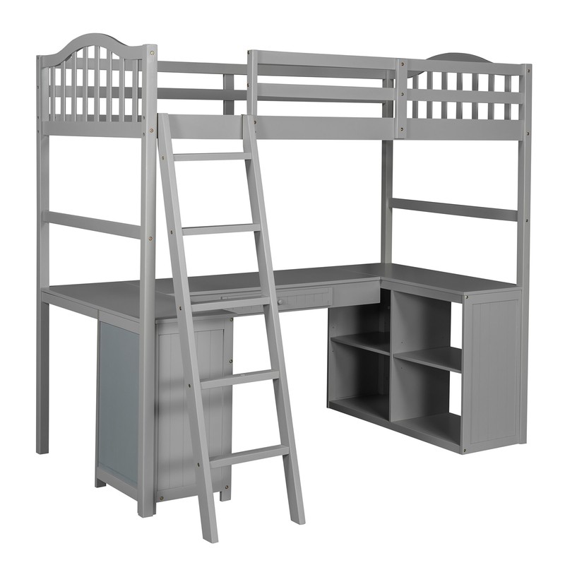 Bobine Twin 2 Drawer Loft Bed with Bookcase by Harriet Bee