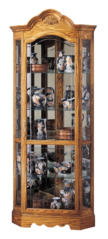 Branscum 34'' Wide Solid Wood Mirrored Back Curio Cabinet with Lighting