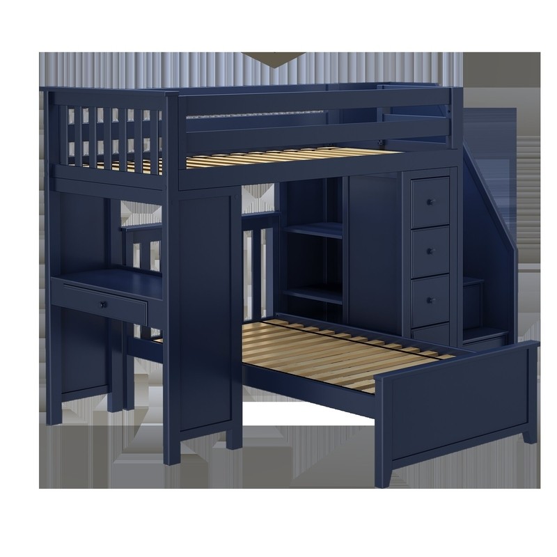Brit Twin Over Twin 8 Drawer Solid Wood L-Shaped Bunk Beds with Bookcase by Sand & Stable™ Baby & Kids