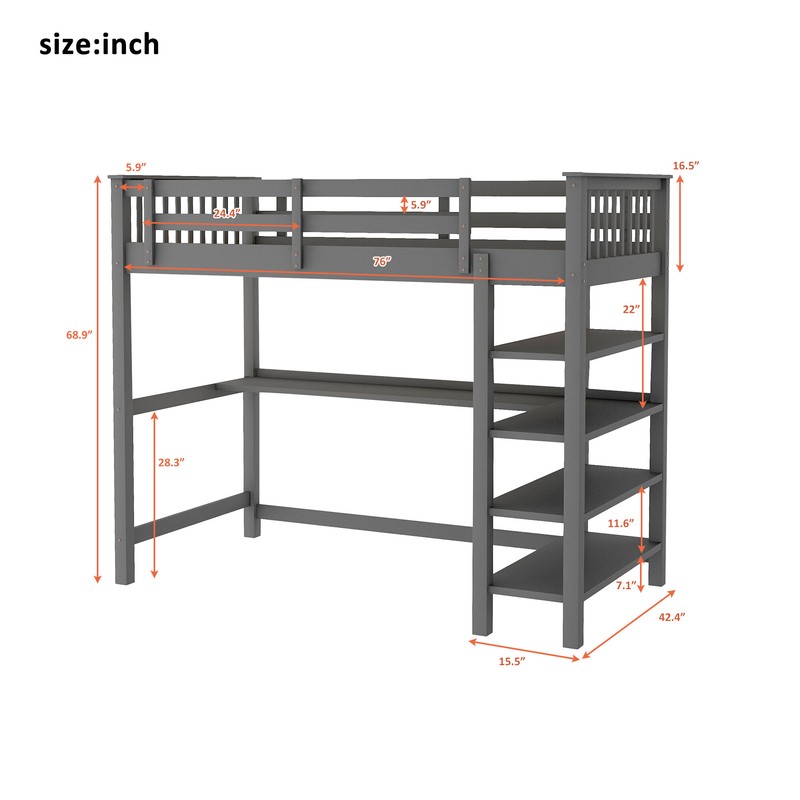 Brithny Loft Bed with Built-in-Desk by Harriet Bee