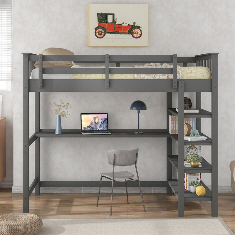 Brithny Loft Bed with Built-in-Desk by Harriet Bee