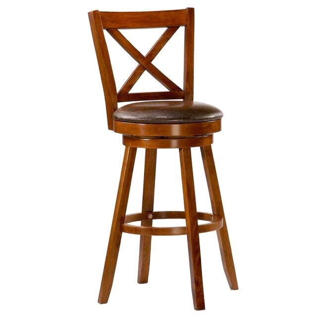 Brown Oak Bar Stool With Back 