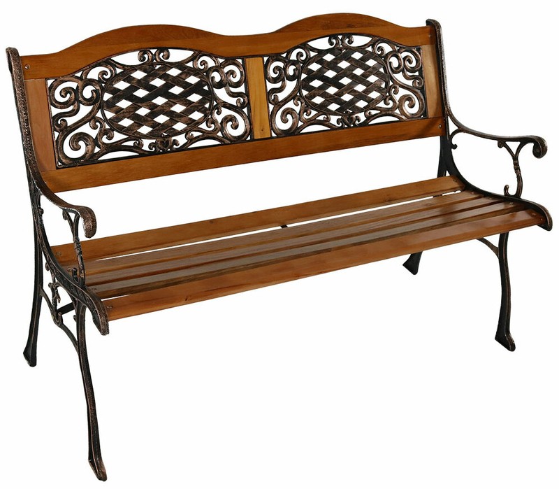 Brundidge Wooden and Cast Iron Park Bench