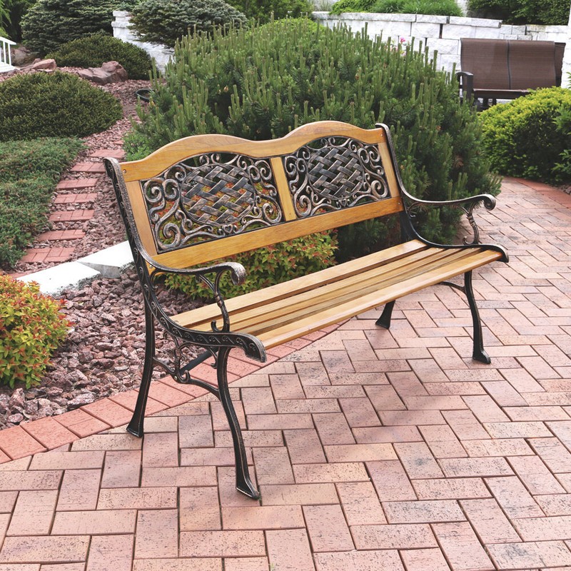 Brundidge Wooden and Cast Iron Park Bench