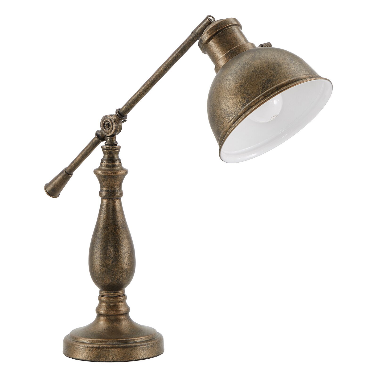 Brushed brass desk lamp with turned base