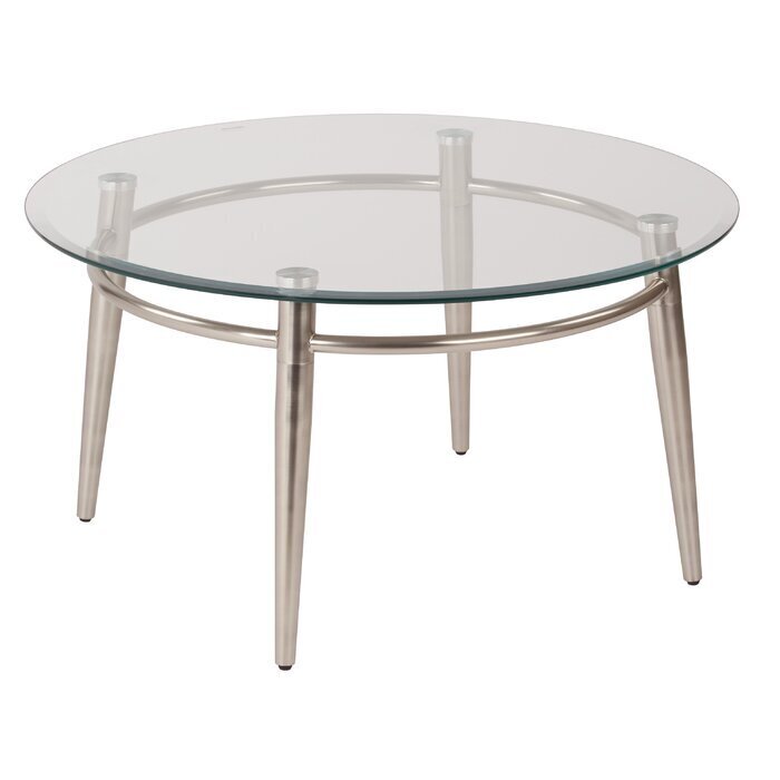 Brushed Chrome Coffee Table With Glass Top