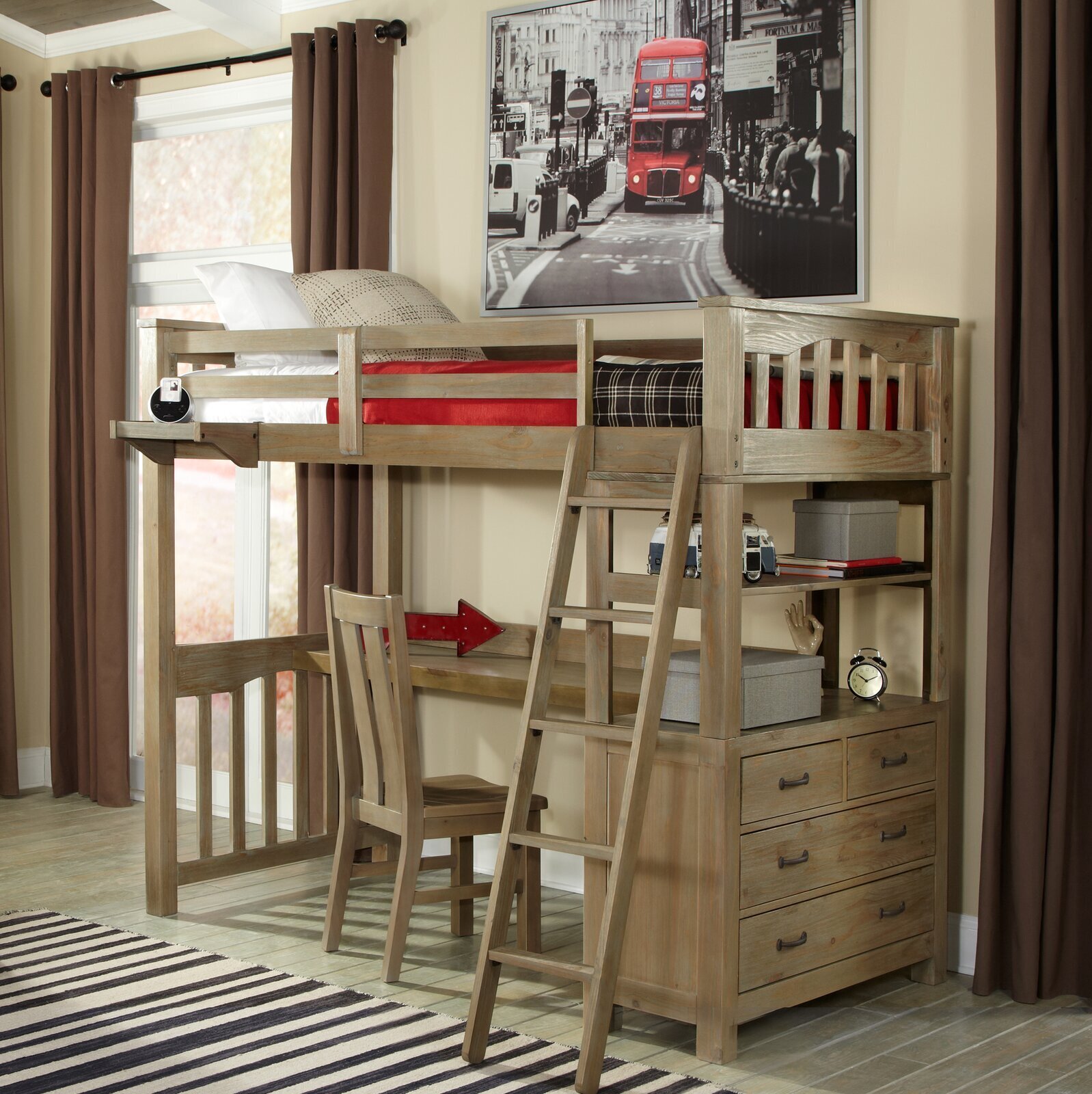 Bunk Bed with Desk and Dresser