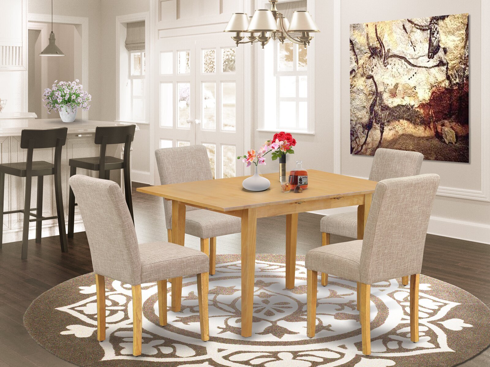 Butterfly leaf dining table set with contemporary flair 