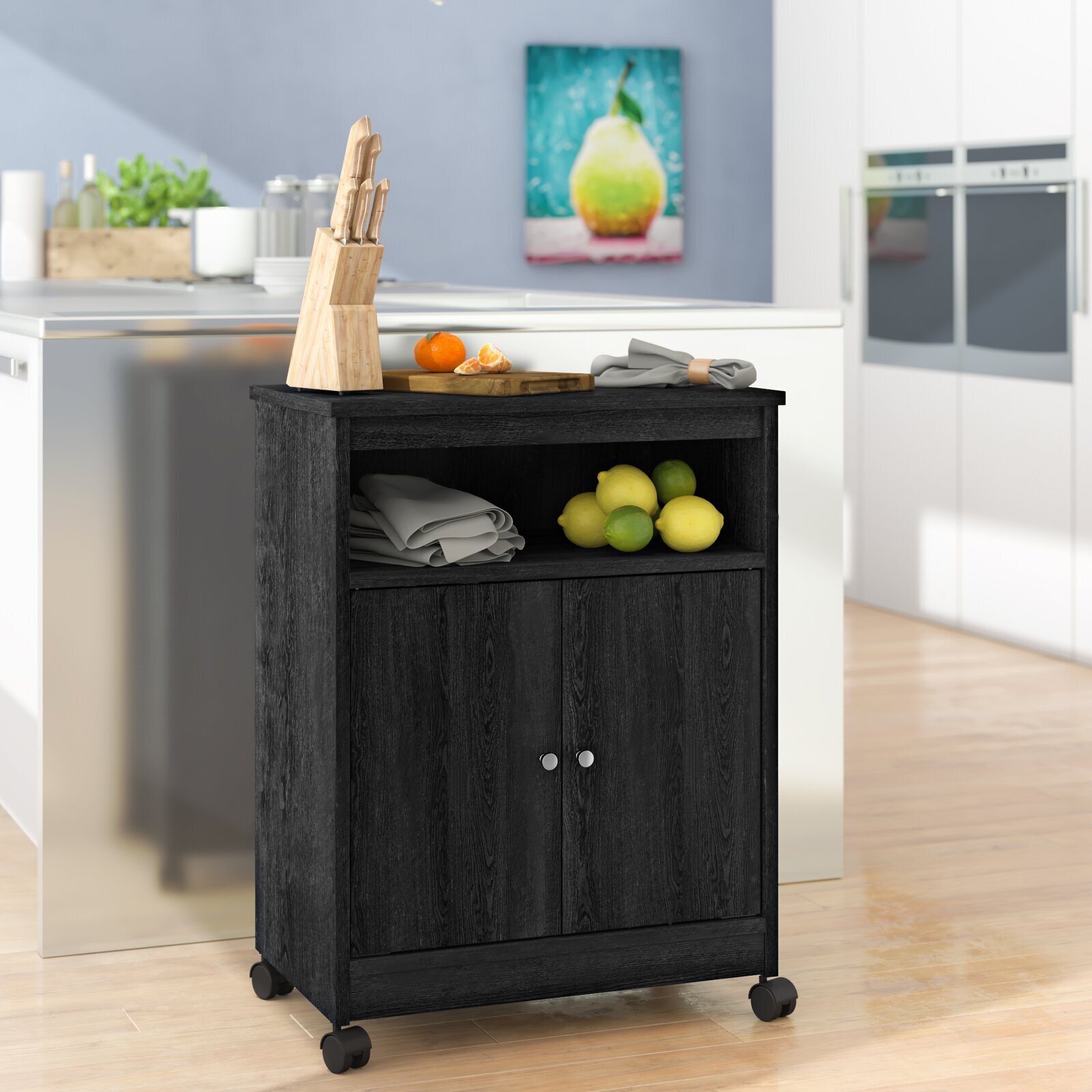 Cabinet on wheels with closed storage