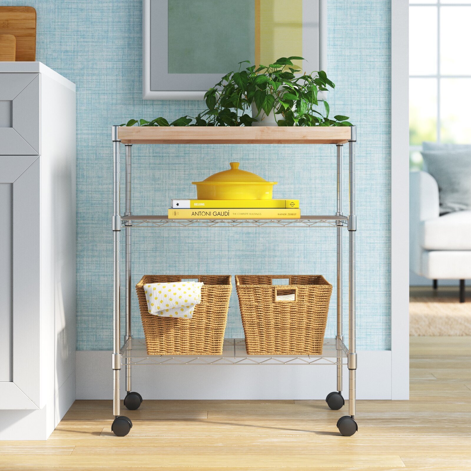 Cabinet with wheels and adjustable shelves