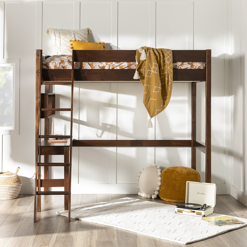Calio Twin Solid Wood Platform Loft Bed with Built-in-Desk by Harriet Bee