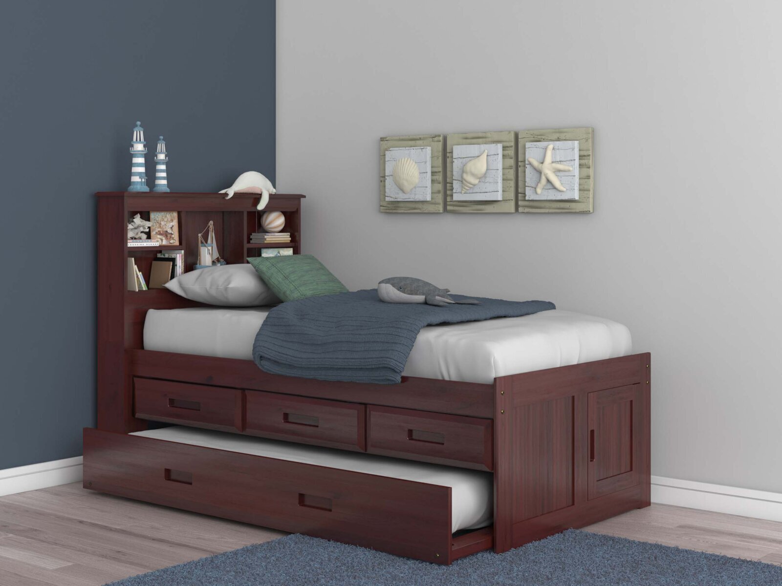 Captain Bed Twin size with Drawers and Trundle