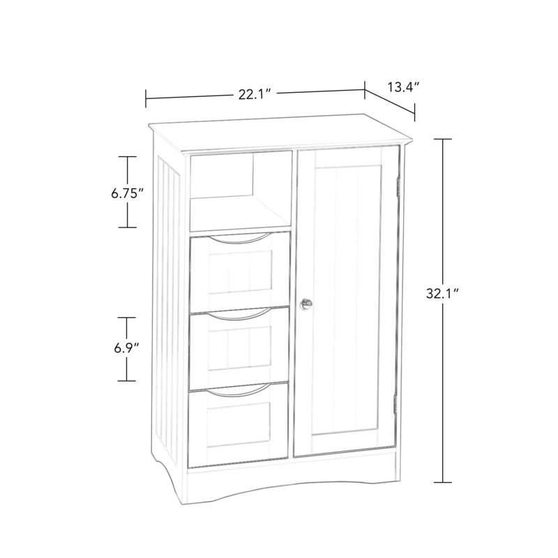Caril 22.05'' W x 32.1'' H x 13.39'' D Free-Standing Bathroom Cabinet