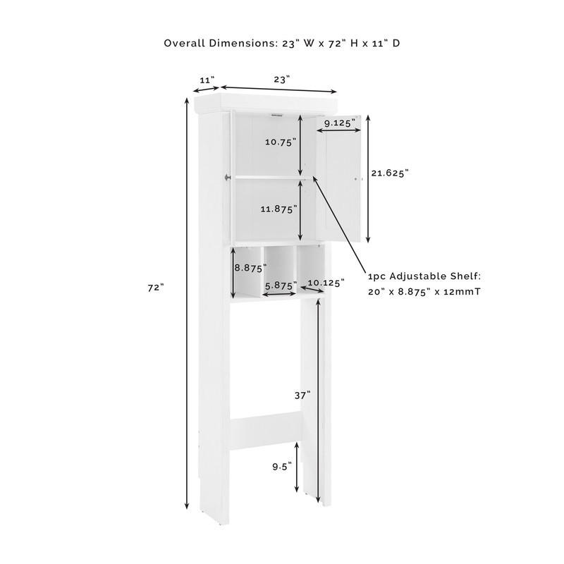 Carmel 23'' W x 72'' H x 11'' D Over-The-Toilet Storage