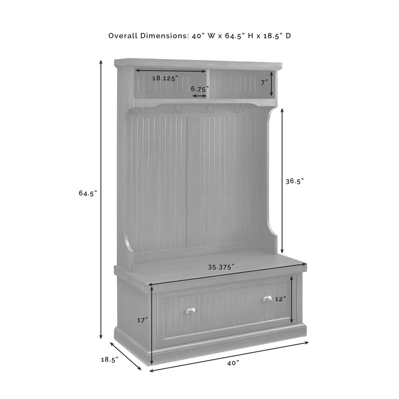 Carmel 40'' Wide Hall Tree with Bench and Shoe Storage
