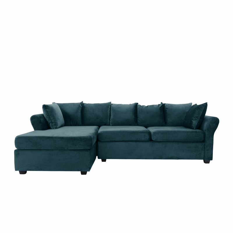 Caspian 97" Wide Velvet Left Hand Facing Sofa & Chaise