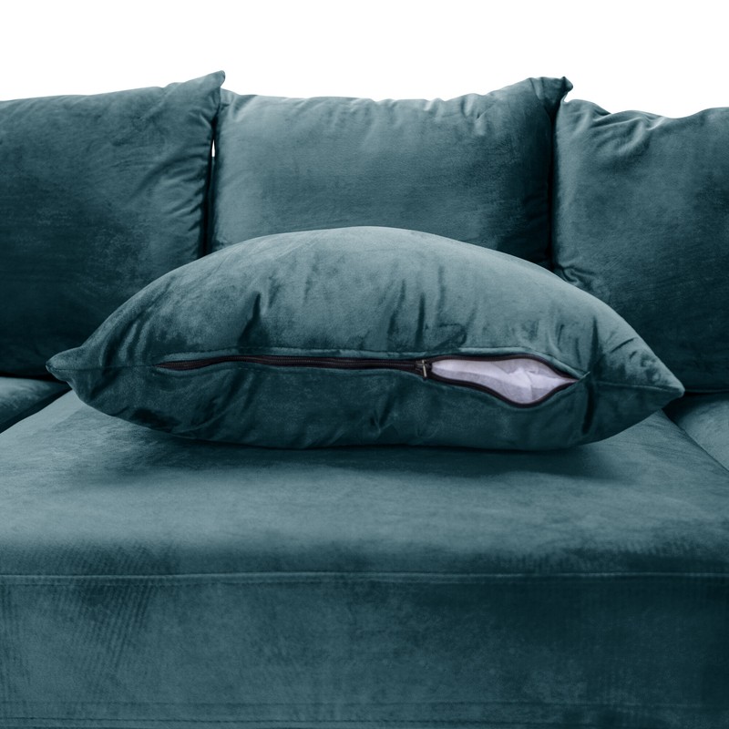 Caspian 97" Wide Velvet Left Hand Facing Sofa & Chaise