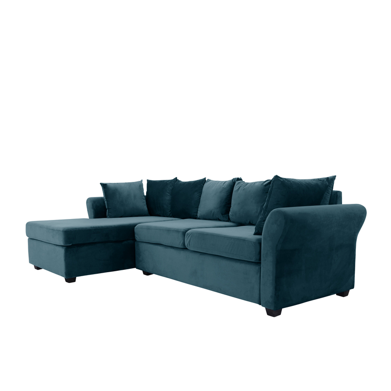 Caspian 97" Wide Velvet Left Hand Facing Sofa & Chaise