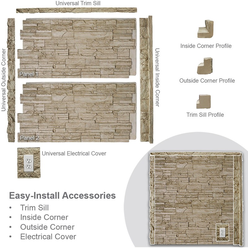 Castle Rock Stacked Faux Stone Urethane Wall Paneling