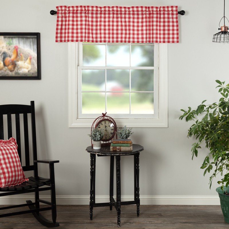 Caulder Checkered Cotton Tailored Window Valance