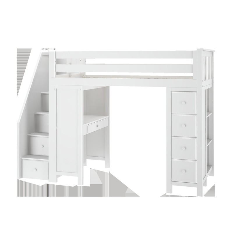 Cavallo Twin 8 Drawer Solid Wood Loft Bed with Bookcase by Sand & Stable™ Baby & Kids