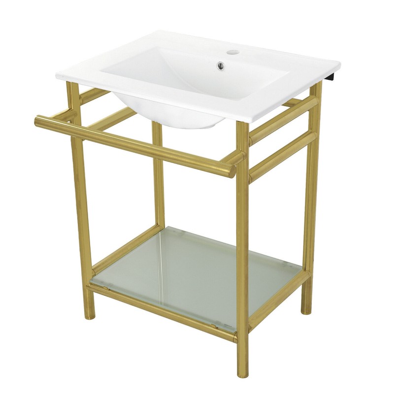 Ceramic Rectangular Console Bathroom Sink with Overflow