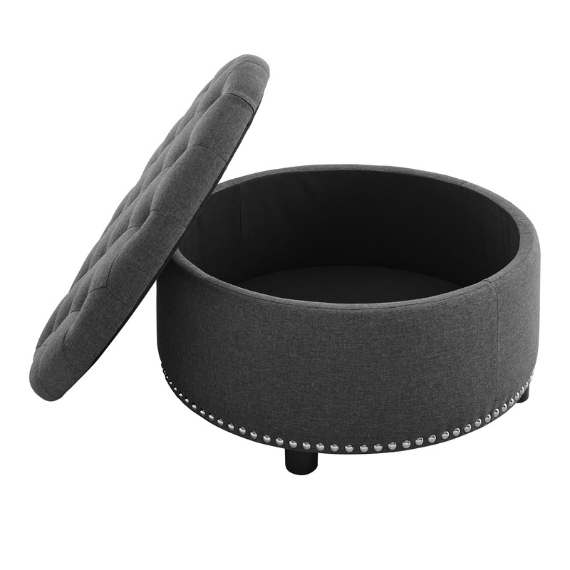 Champlain 30'' Wide Tufted Round Storage Ottoman with Storage