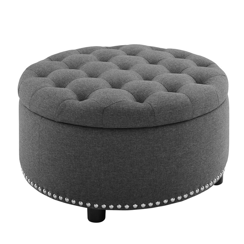 Champlain 30'' Wide Tufted Round Storage Ottoman with Storage