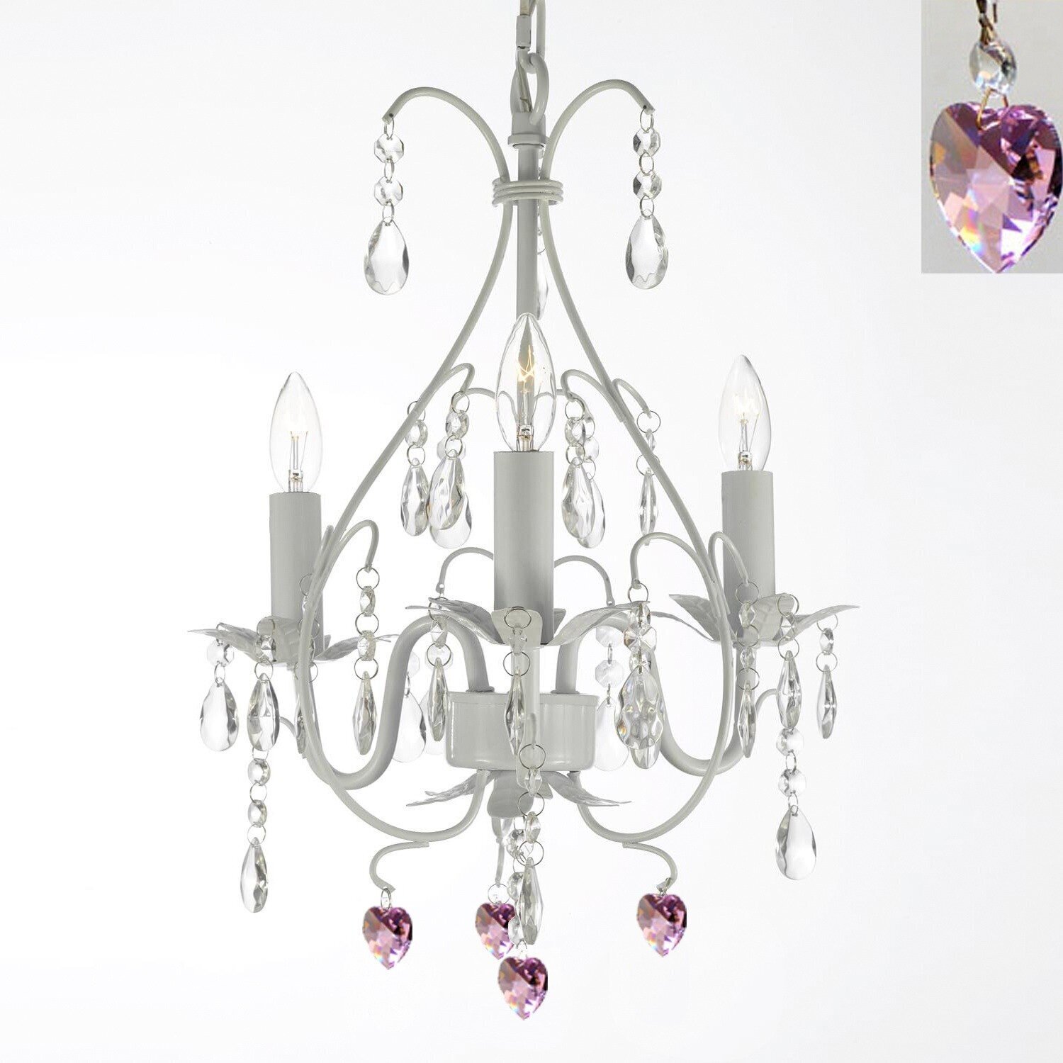 Chandelier for Teenage Girl Room with Heart Detail