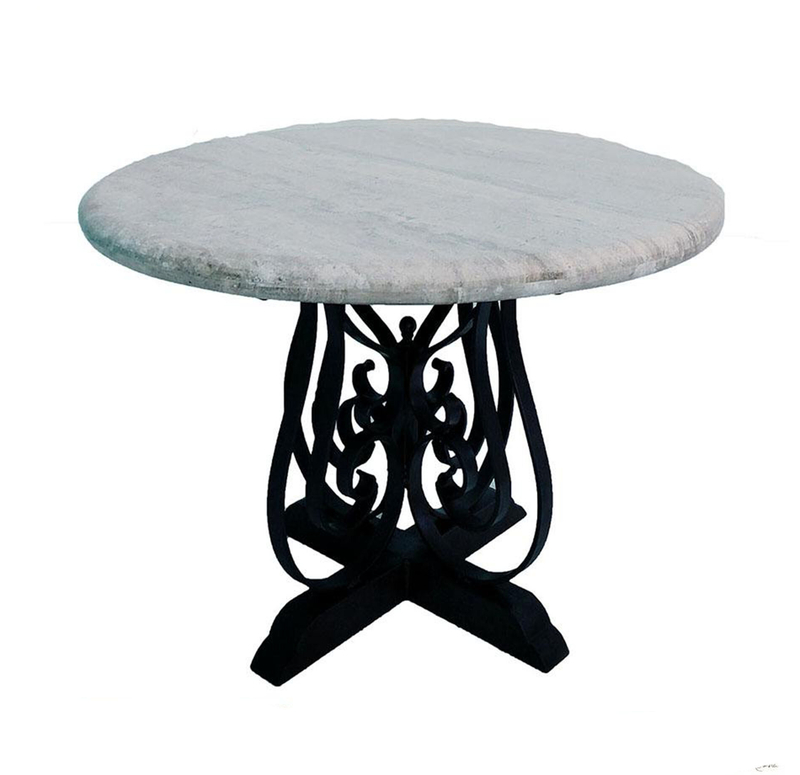 Chantli 48'' Stone Iron Pedestal Dining Table