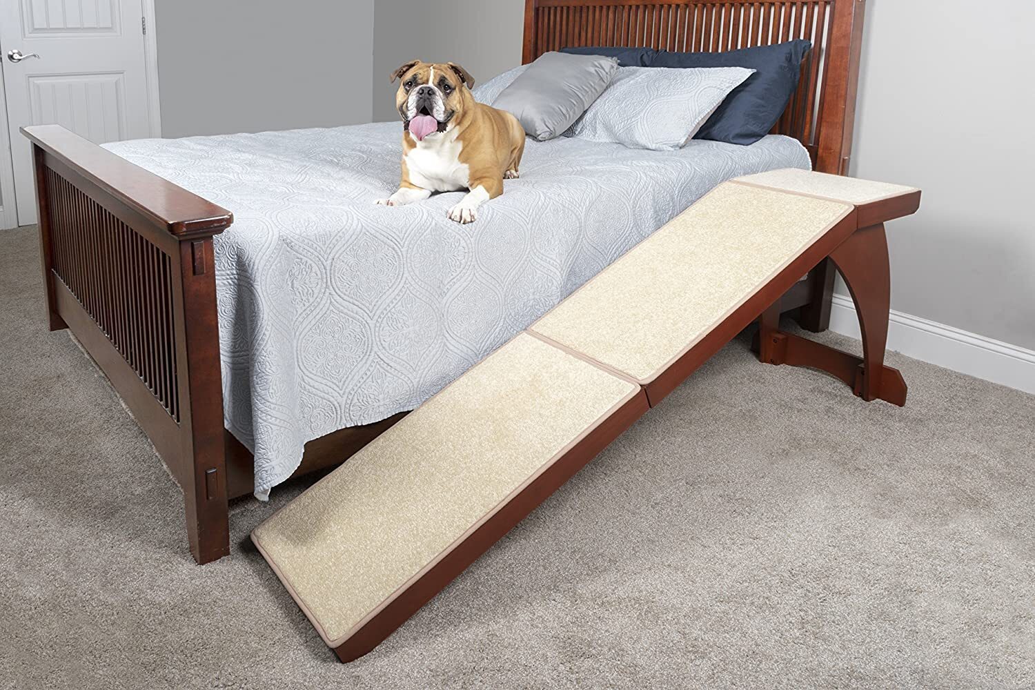 Cherry Wood Dog Ramp for High Bed
