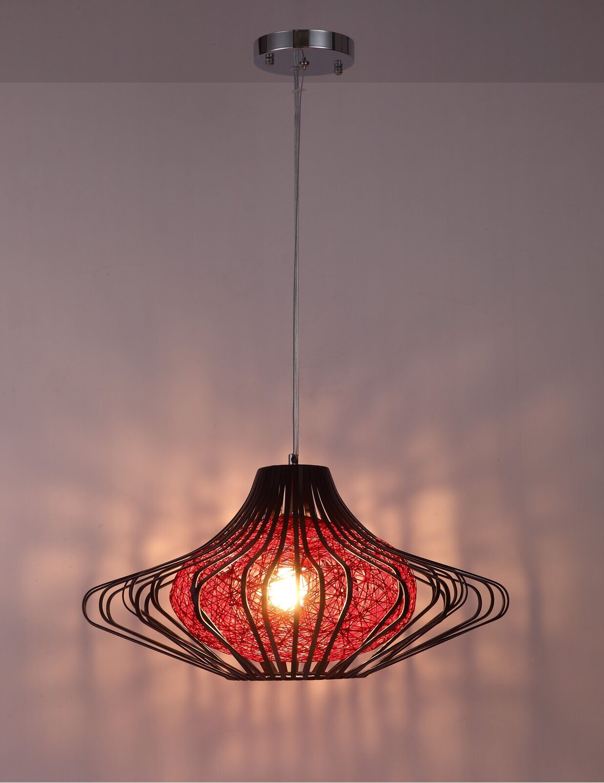 Chinese Hanging Lamp with Metal Exterior