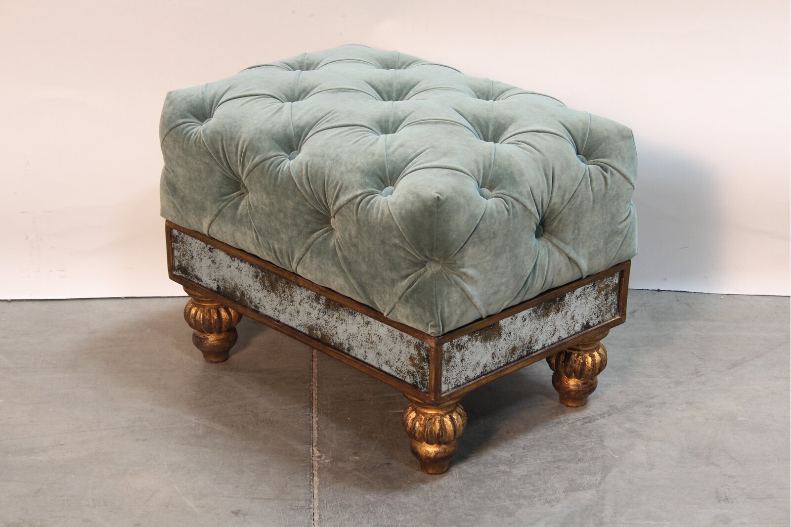 Chunky Tufted Antique Piano Stool