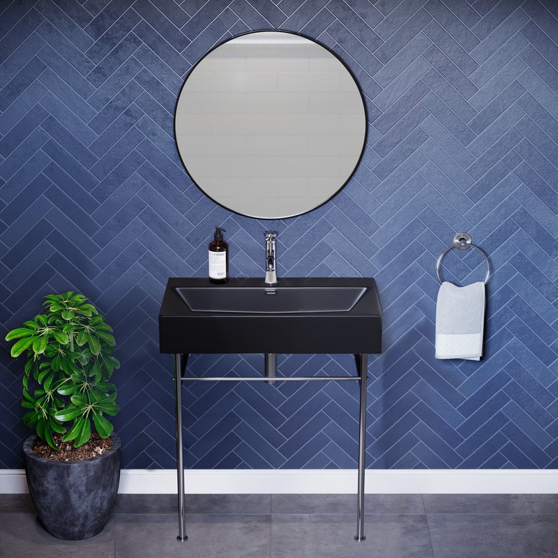 Claire 30" Tall Ceramic Rectangular Console Bathroom Sink with Overflow