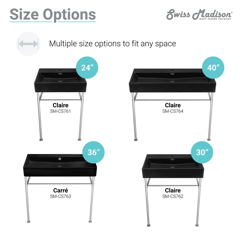 Claire 30" Tall Ceramic Rectangular Console Bathroom Sink with Overflow