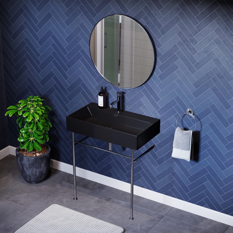 Claire 30" Tall Ceramic Rectangular Console Bathroom Sink with Overflow