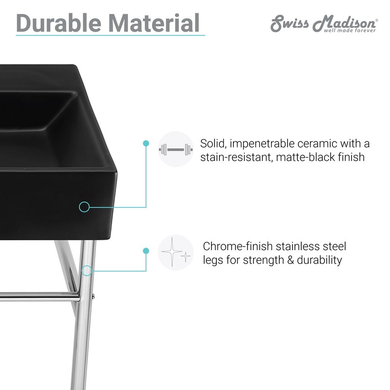 Claire 30" Tall Ceramic Rectangular Console Bathroom Sink with Overflow