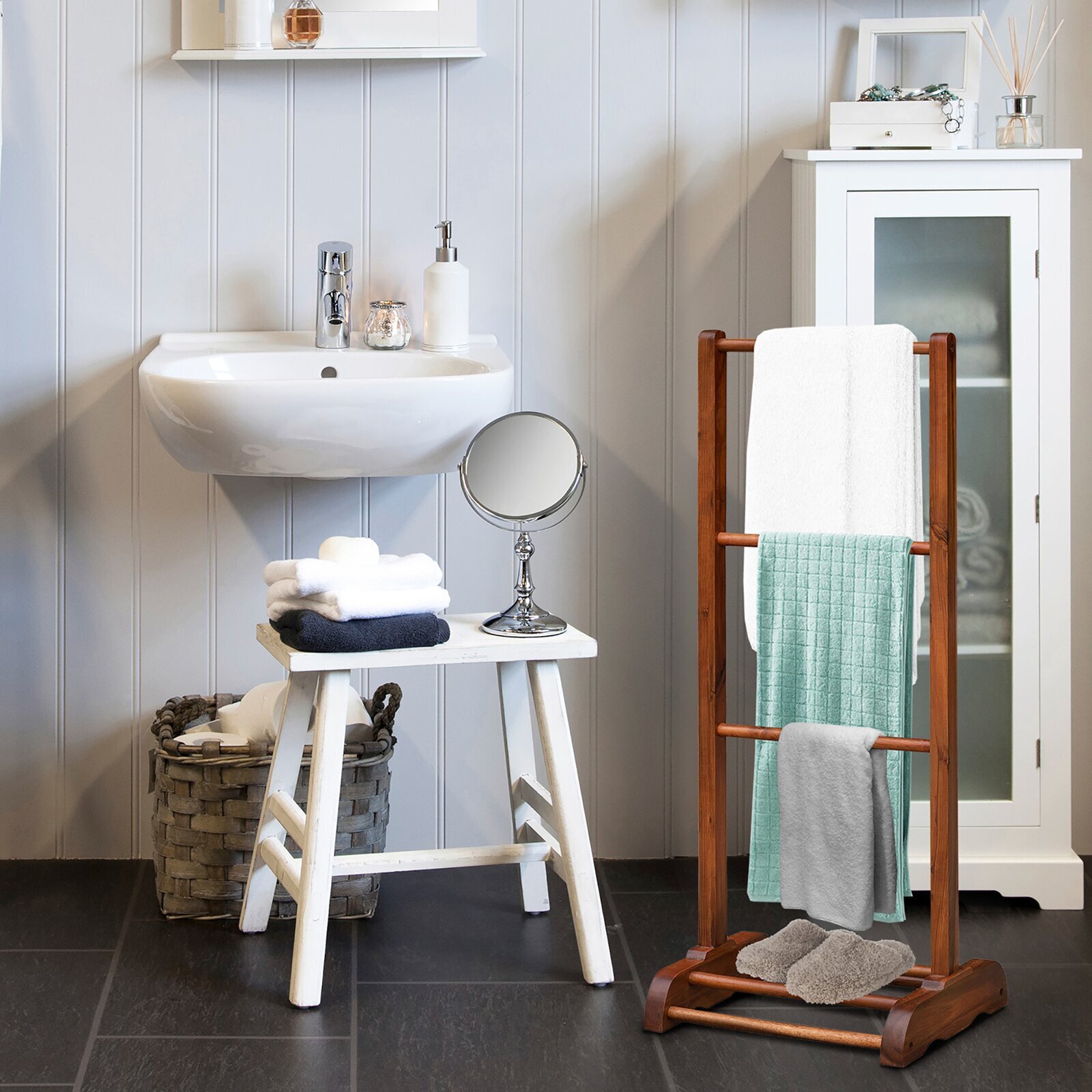 Classic Freestanding Wooden Towel Rail For Every Bathroom