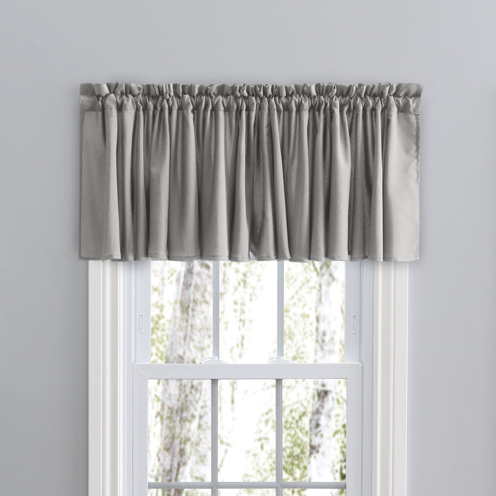 Classic Tailored Grey Valances For Large Windows 