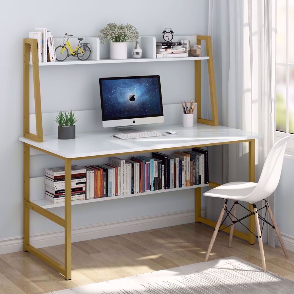 Classic Wooden Desk With Shelves Above