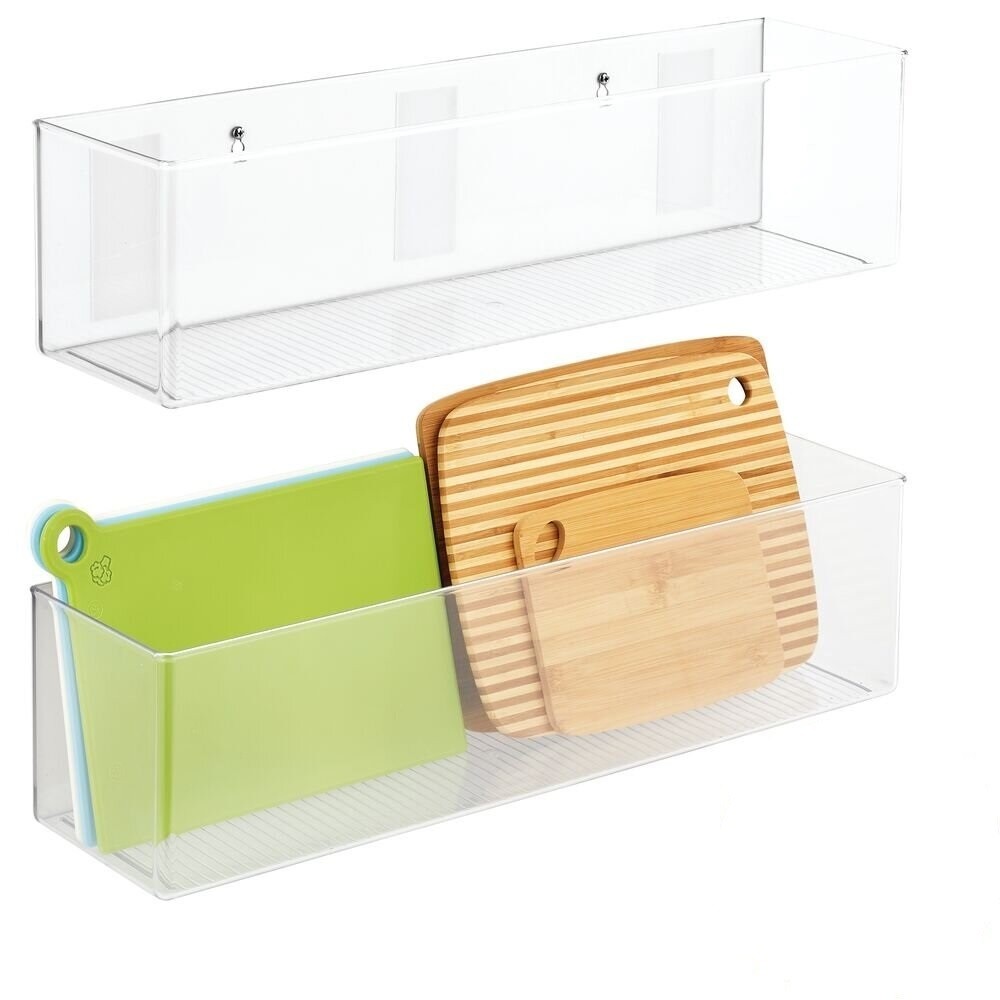 Clear Plastic Wall Mounted Storage Trays 